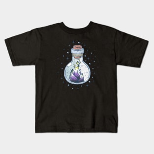 Nonbinary Fire Occult Bottle LGBT Pride Flag Kids T-Shirt